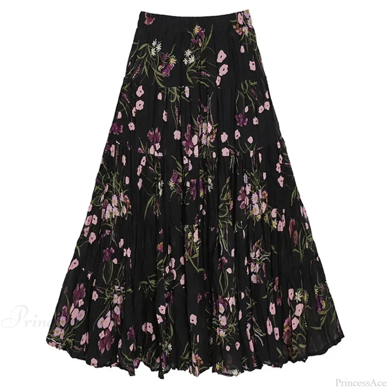Kawaii Maxi Skirt Summer Retro Romantic