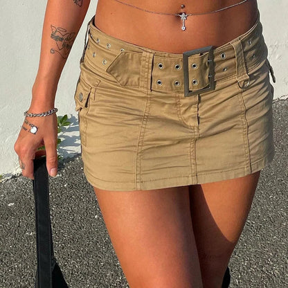 Kawaii Sash Waist Denim Skirt