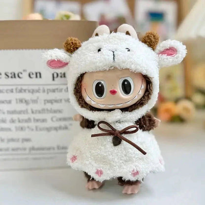 Handmade Labubu White Sheep Overalls Outfit