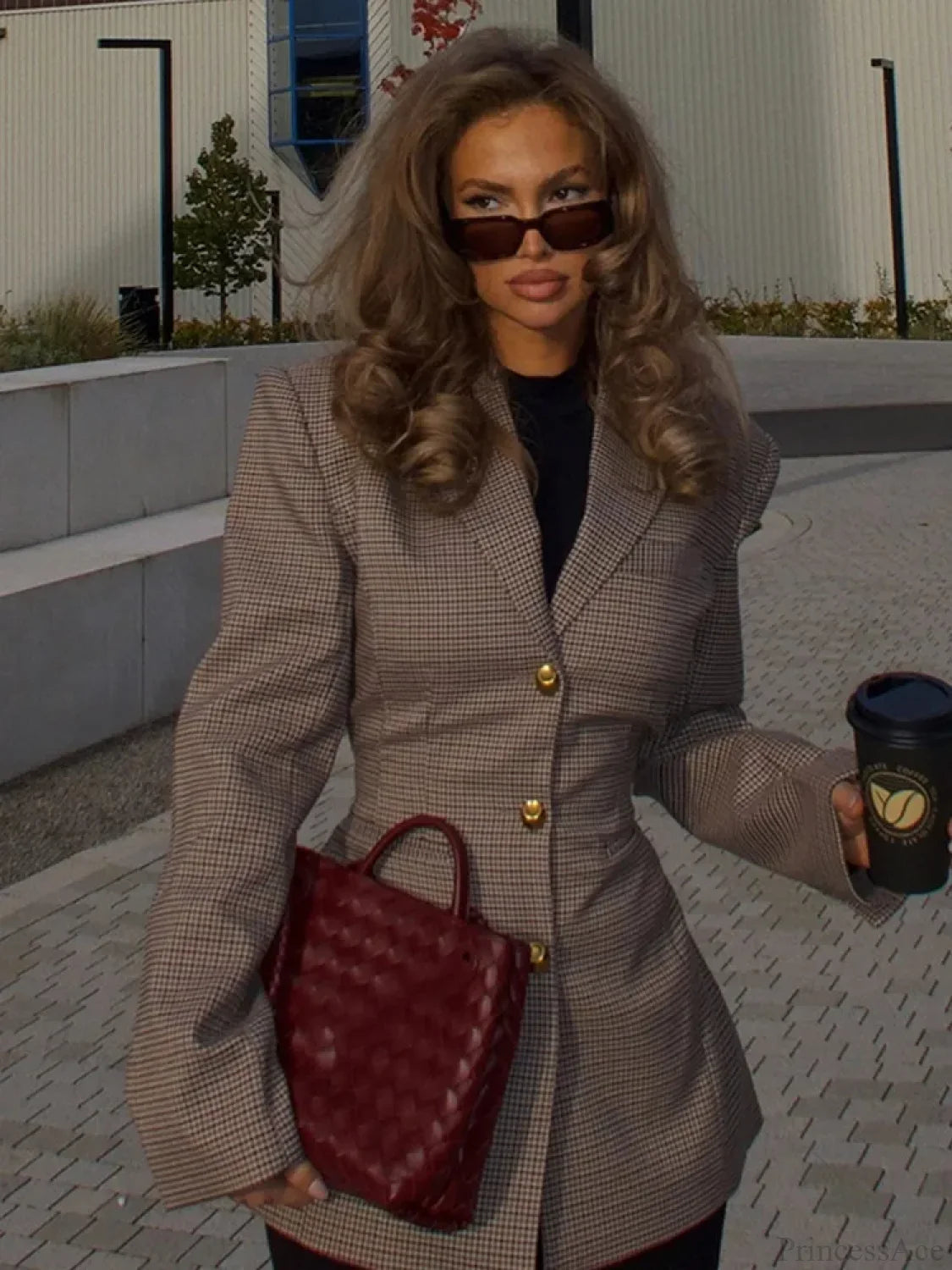 Khaki Plaid Suit Coat