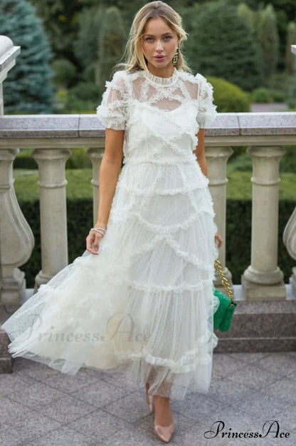 Kinley Ruched Ruffle Charming Hem Maxi Dress