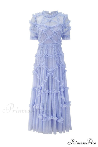 Kinley Ruched Ruffle Charming Hem Maxi Dress