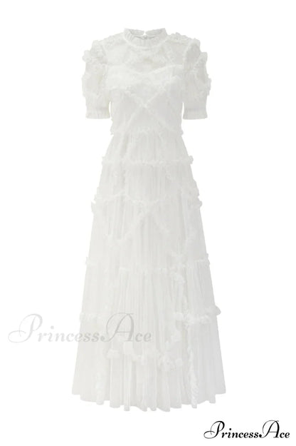 Kinley Ruched Ruffle Charming Hem Maxi Dress