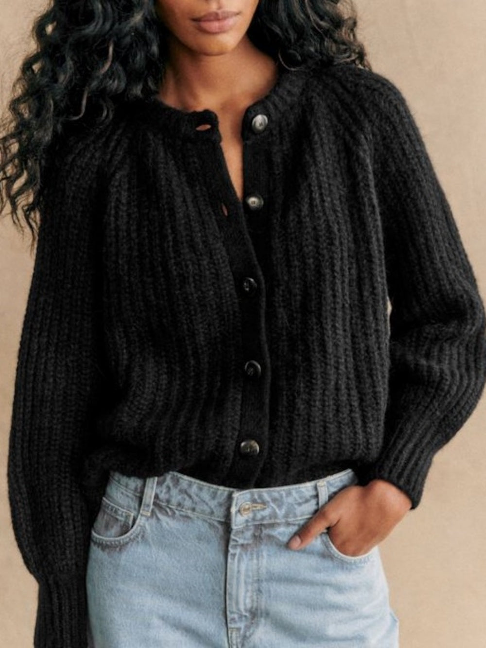 French Color Cardigan Plush Sweater