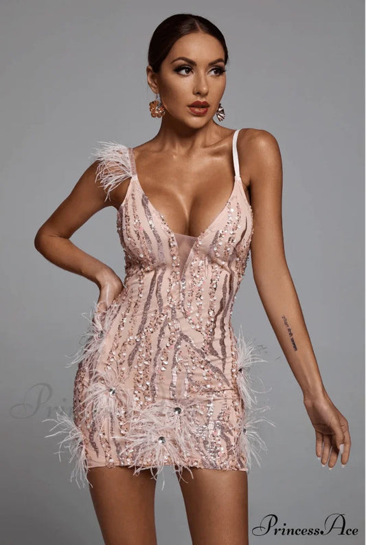 Klauda Pink Stylish Mini Dress