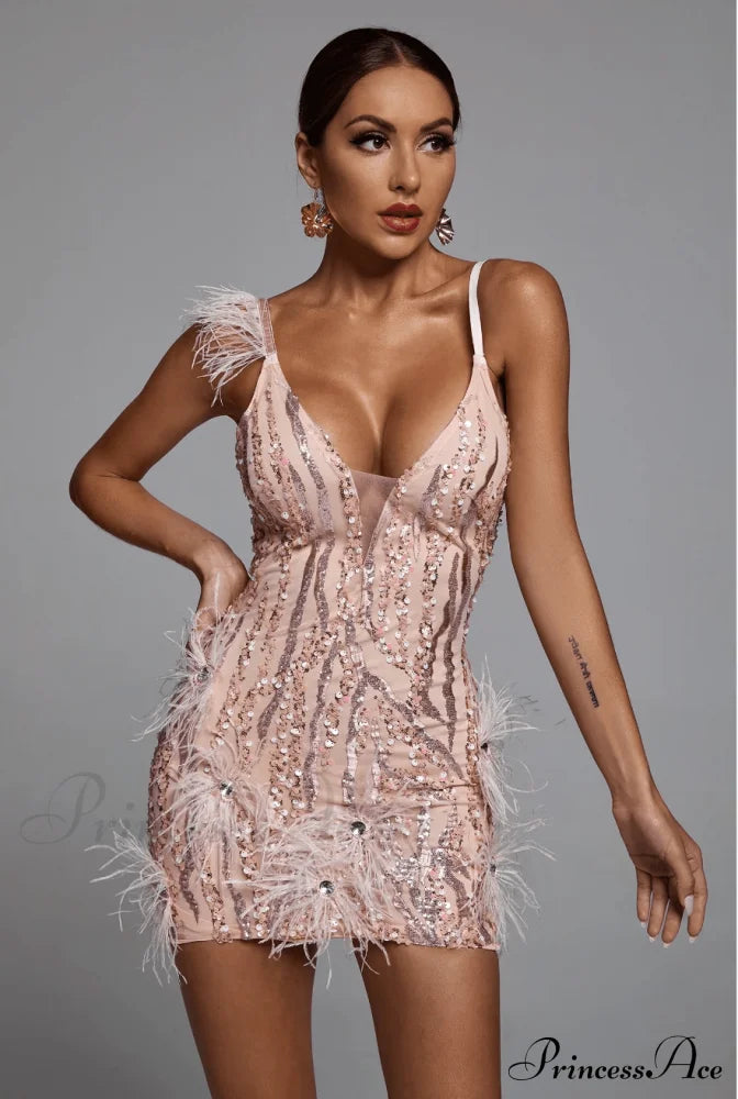 Klauda Pink Stylish Mini Dress