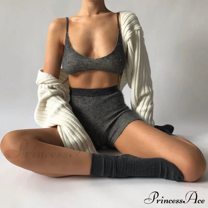 Knit Sweater Stylish Cropped Sleeve