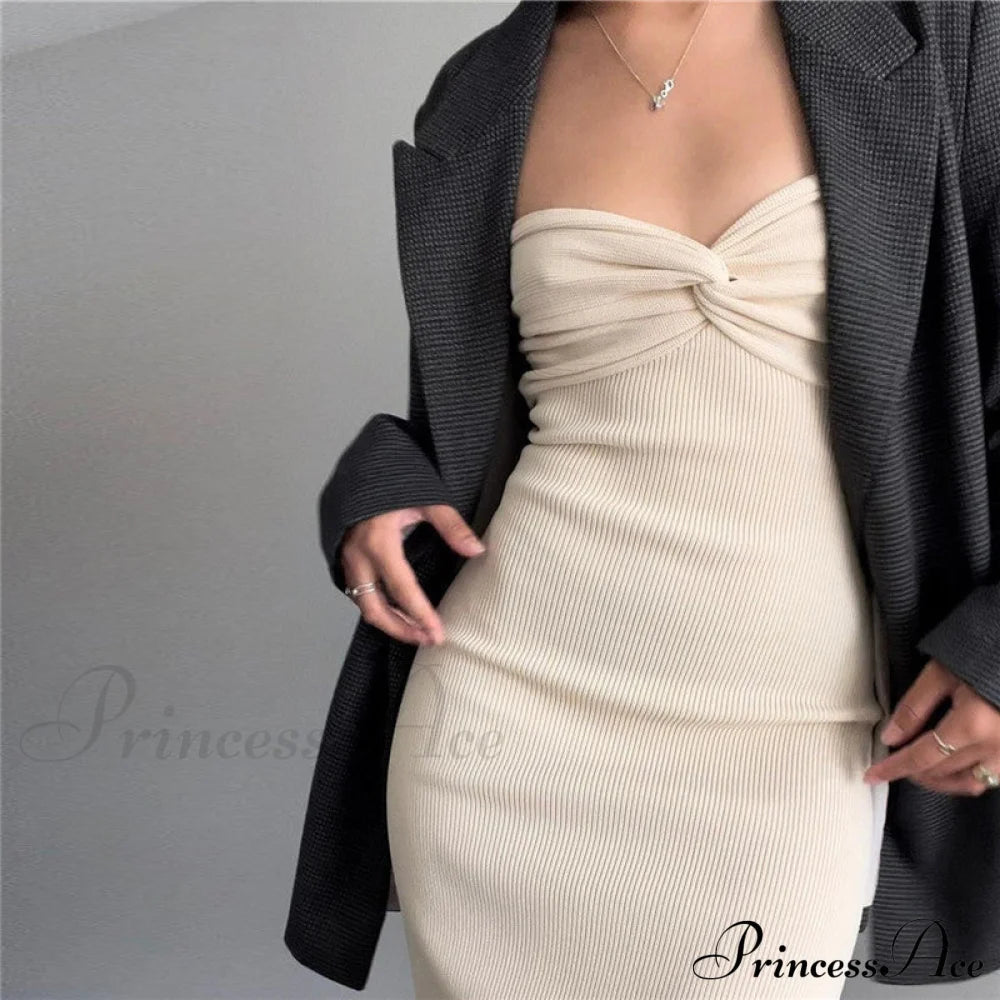 Knit Twisted Stylish Tube Midi Dress