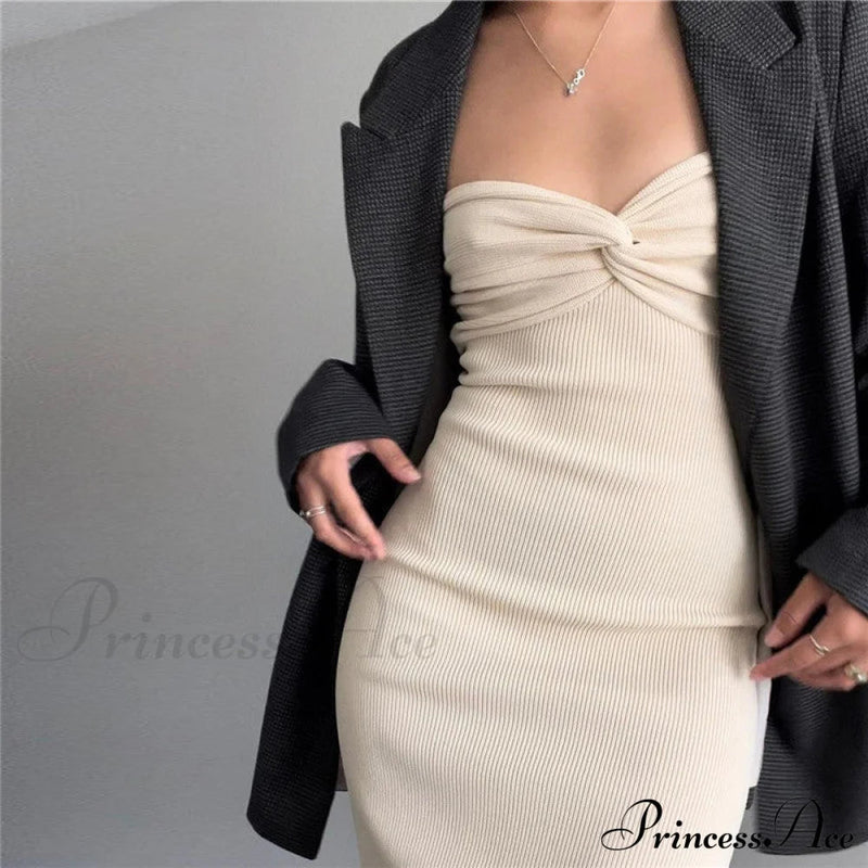 Knit Twisted Stylish Tube Midi Dress