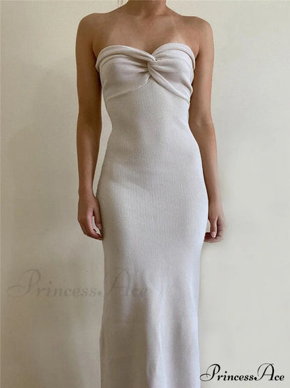 Knit Twisted Stylish Tube Midi Dress