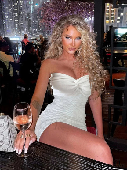 Knit Twisted Stylish Tube Mini Dress