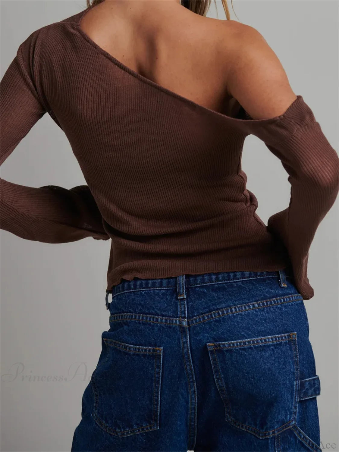 Knitted Long Flare Sleeve Slim Fit T-shirt