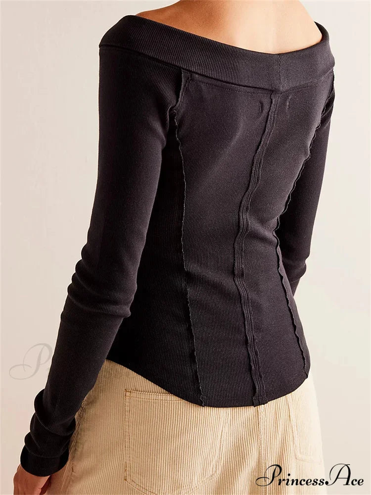 Knitted Patchwork Color Long Sleeve Double Zip Up T-shirts