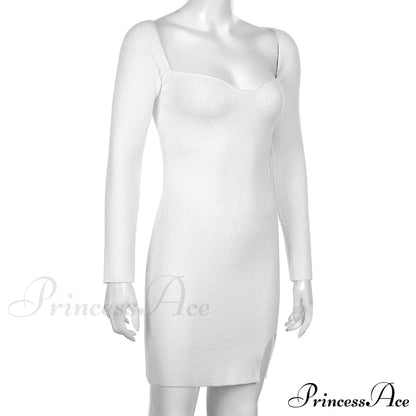 Knitted Sleeves Gown and Long Sweater Shoulder Off With Design