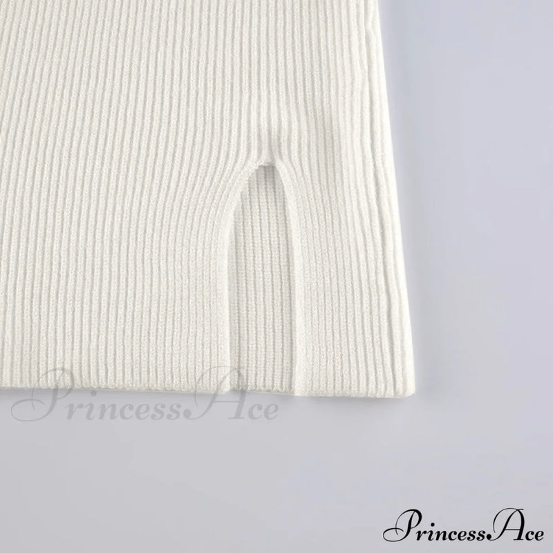 Knitted Sleeves Gown and Long Sweater Shoulder Off With Design