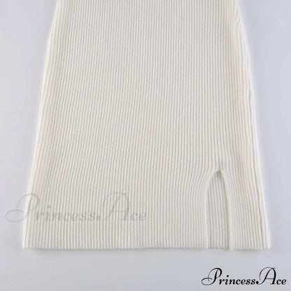 Knitted Sleeves Gown and Long Sweater Shoulder Off With Design