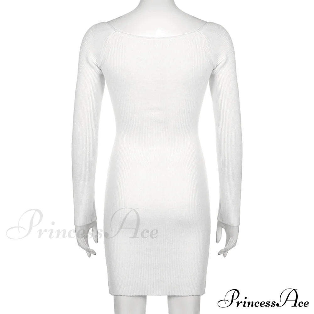 Knitted Sleeves Gown and Long Sweater Shoulder Off With Design