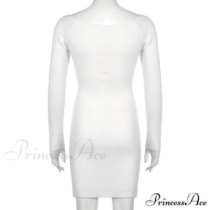 Knitted Sleeves Gown and Long Sweater Shoulder Off With Design