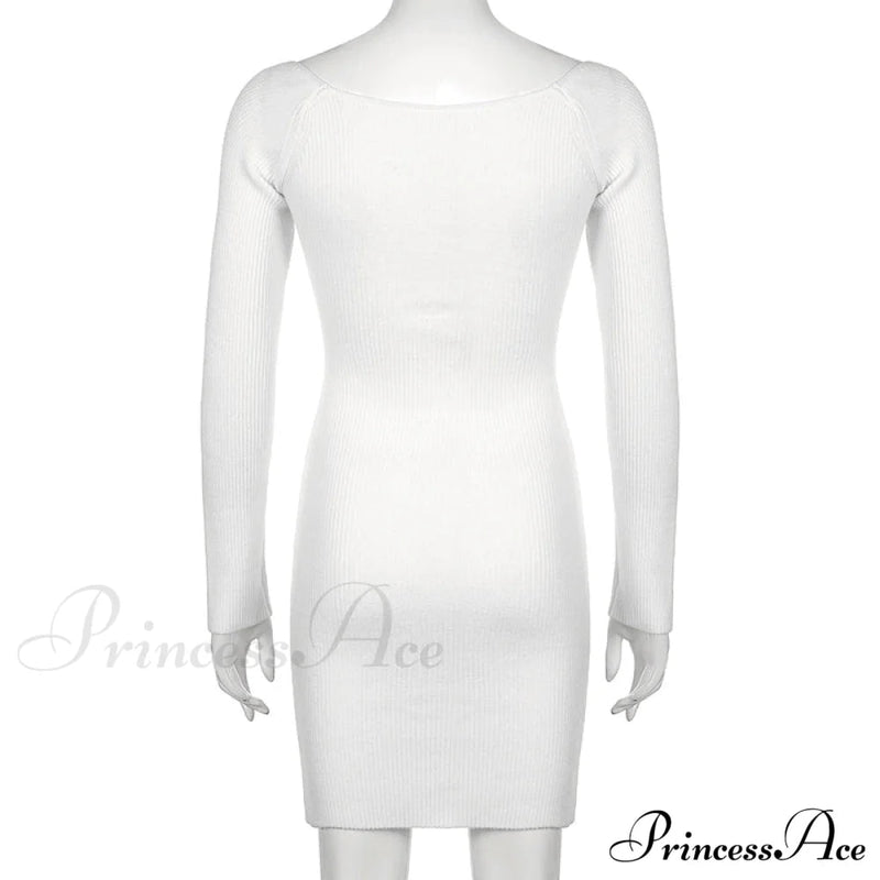 Knitted Sleeves Gown and Long Sweater Shoulder Off With Design