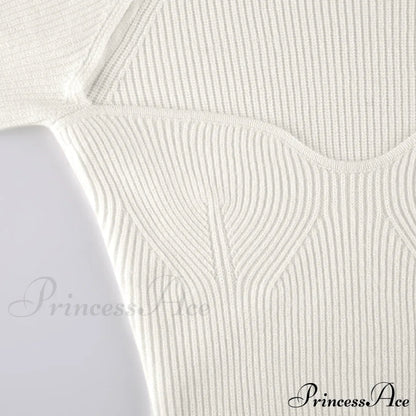 Knitted Sleeves Gown and Long Sweater Shoulder Off With Design