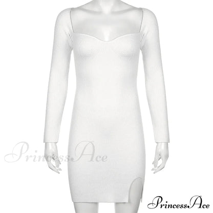Knitted Sleeves Gown and Long Sweater Shoulder Off With Design