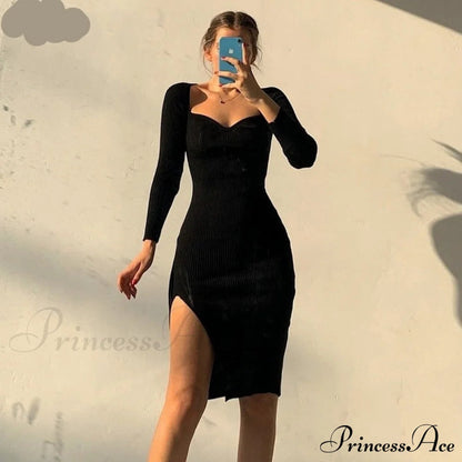 Knitted Sleeves Gown and Long Sweater Shoulder Off With Design