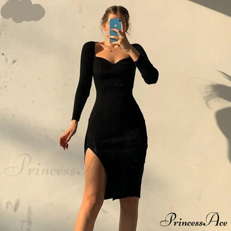 Knitted Sleeves Gown and Long Sweater Shoulder Off With Design