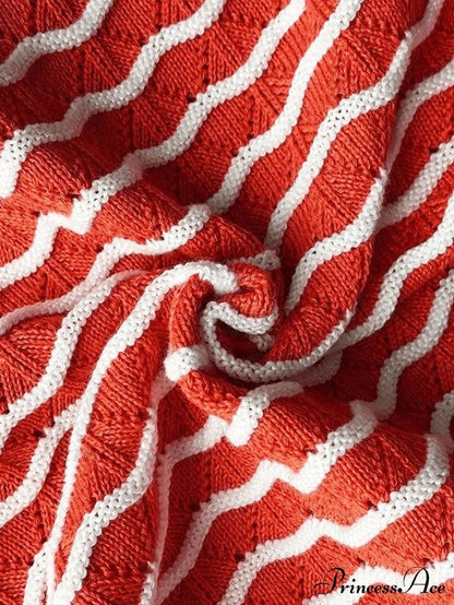 Knitted Stripe Long Sleeve Maxi Dress