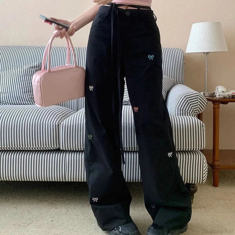 Korean Butterfly Embroidered Pants