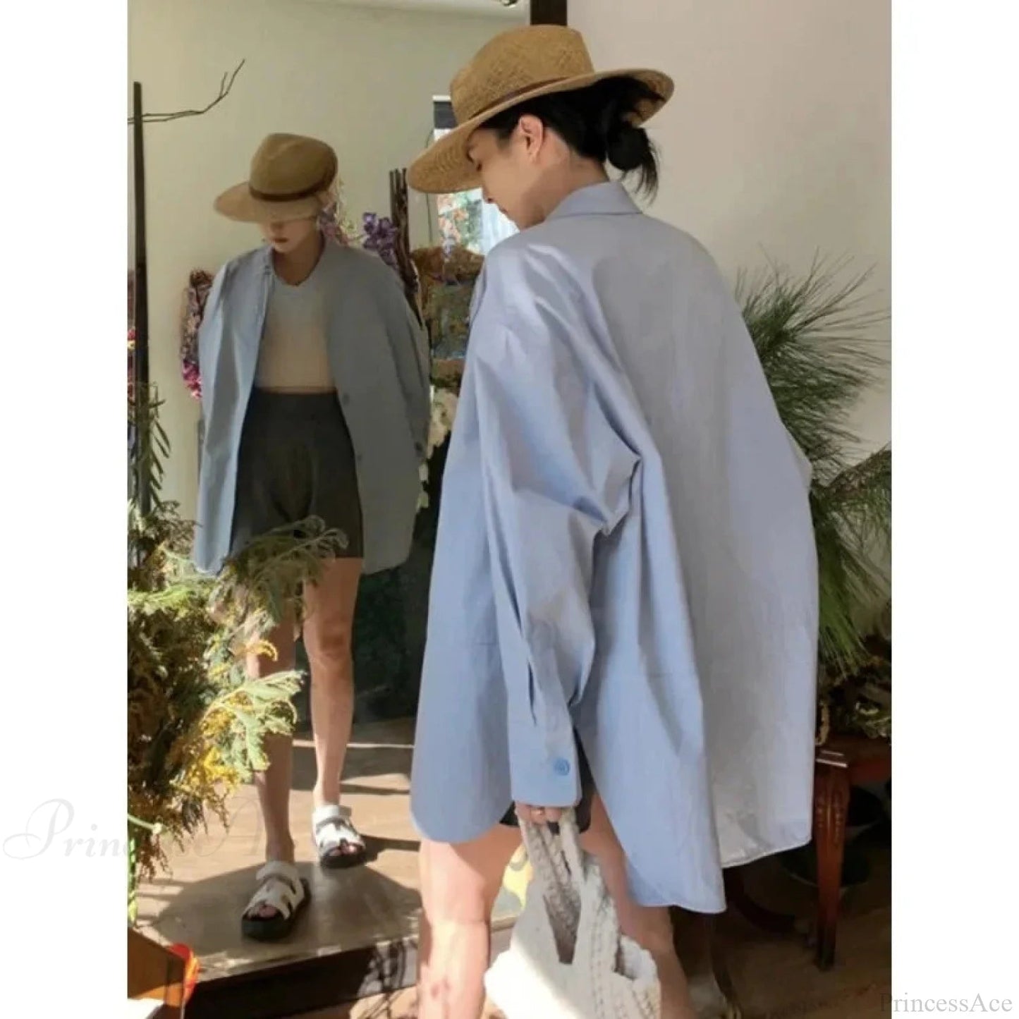 Korean Hip Hop Blue Blouse Blouse