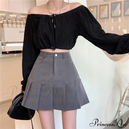 Korean Preppy High Waist A-line Short Skirt