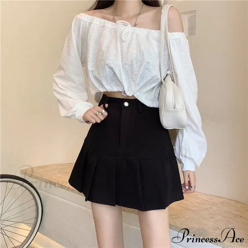Korean Preppy High Waist A-line Short Skirt