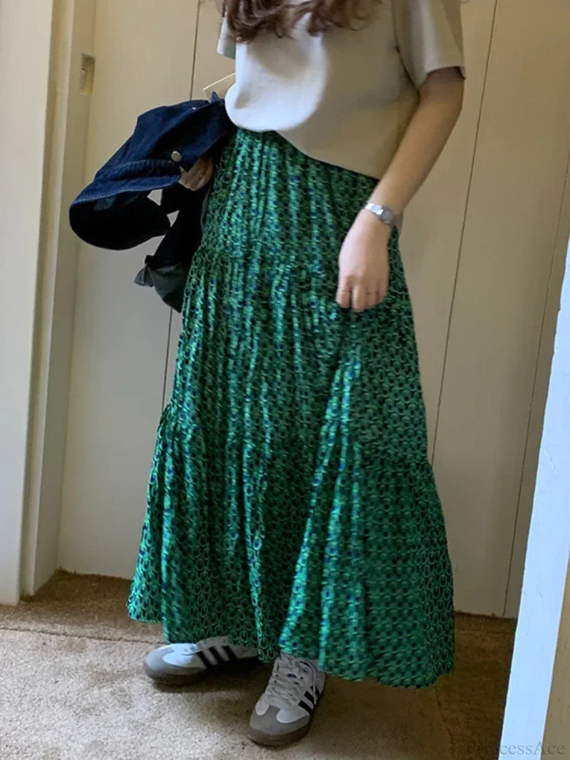 Korean Style Classic Maxi Skirt Loose A-line
