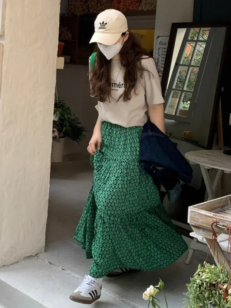 Korean Style Classic Maxi Skirt Loose A-line