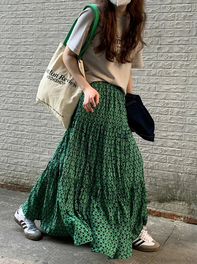 Korean Style Classic Maxi Skirt Loose A-line
