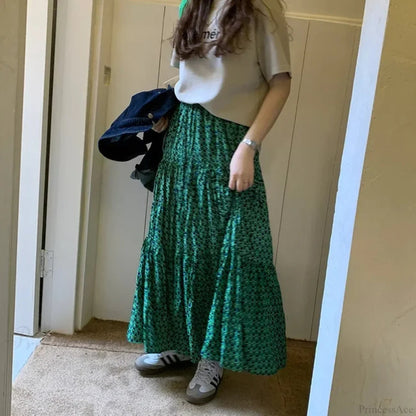 Korean Style Classic Maxi Skirt Loose A-line
