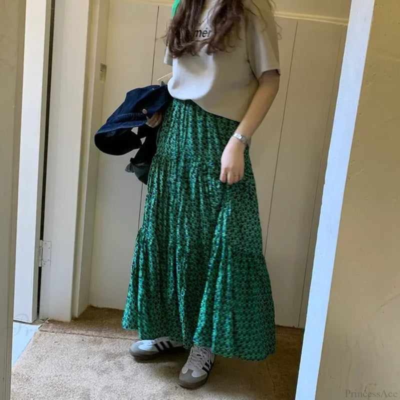 Korean Style Classic Maxi Skirt Loose A-line