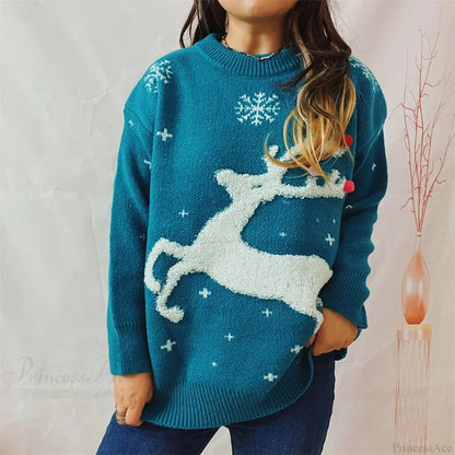 Korean Style Loose Christmas Pullover Red Christmas Sweater