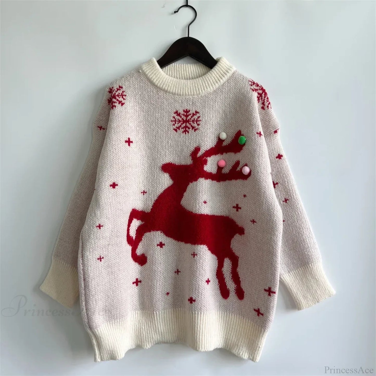 Korean Style Loose Christmas Pullover Red Christmas Sweater