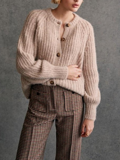 French Color Cardigan Plush Sweater