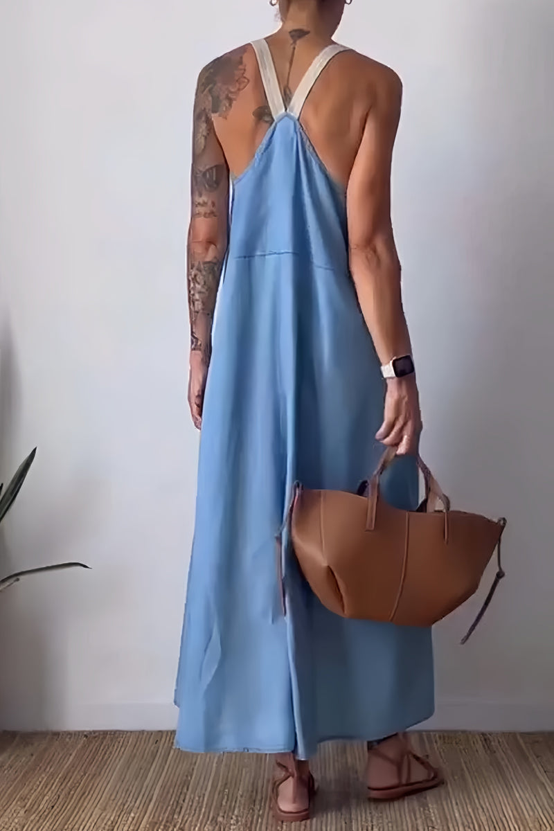 Cotton Linen Pocketed Overall Dress