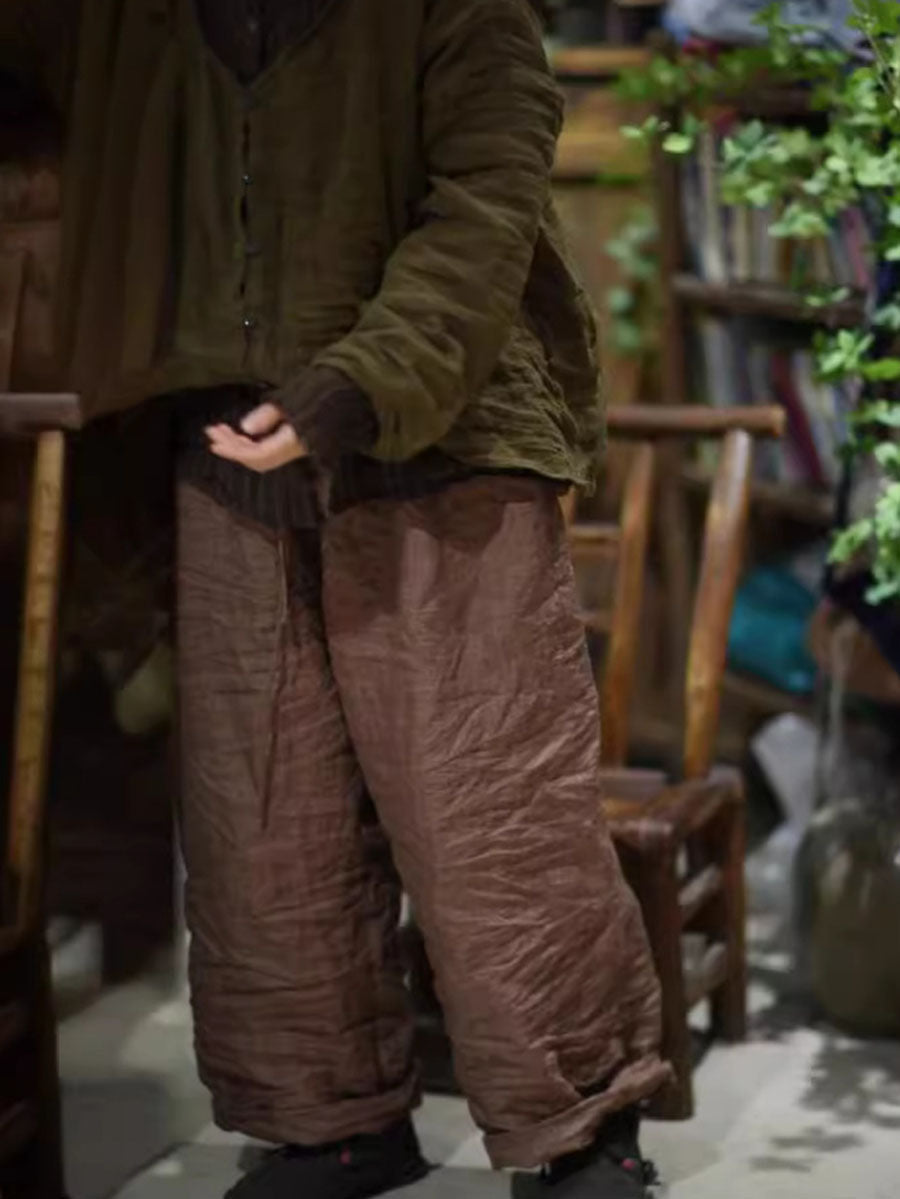 Autumn Pure Color Linen Wide-leg Pants Qu008