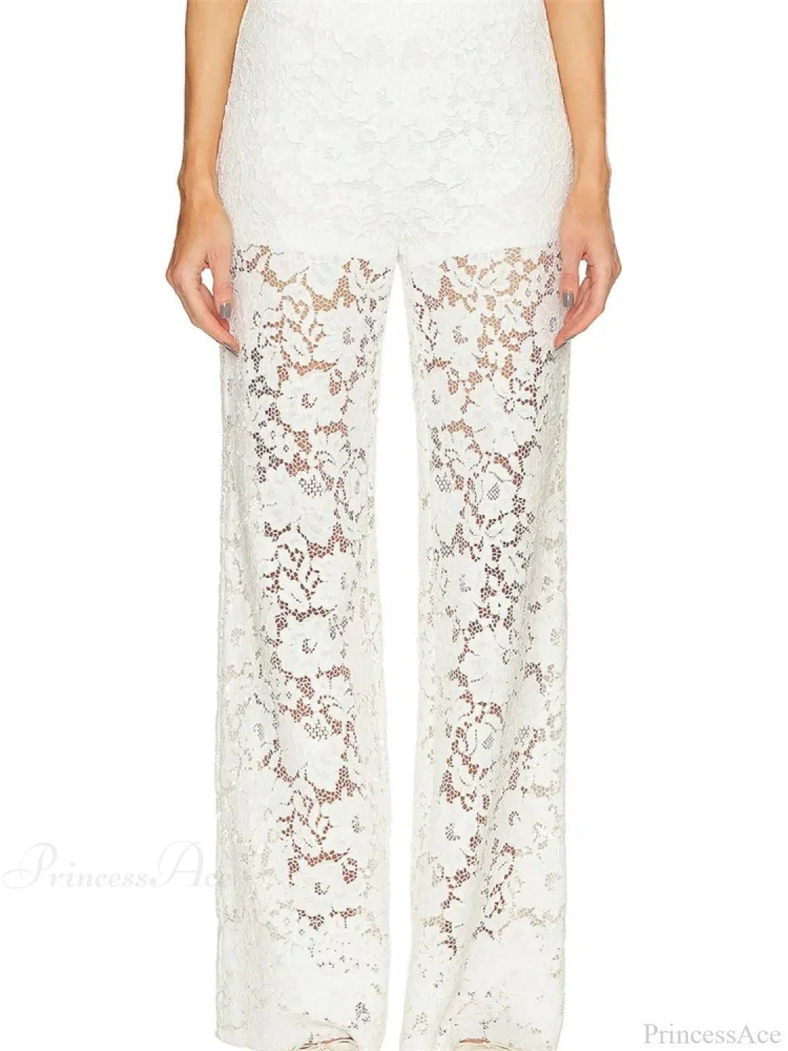 Lace Loose Wide Leg See-through Mesh Pant