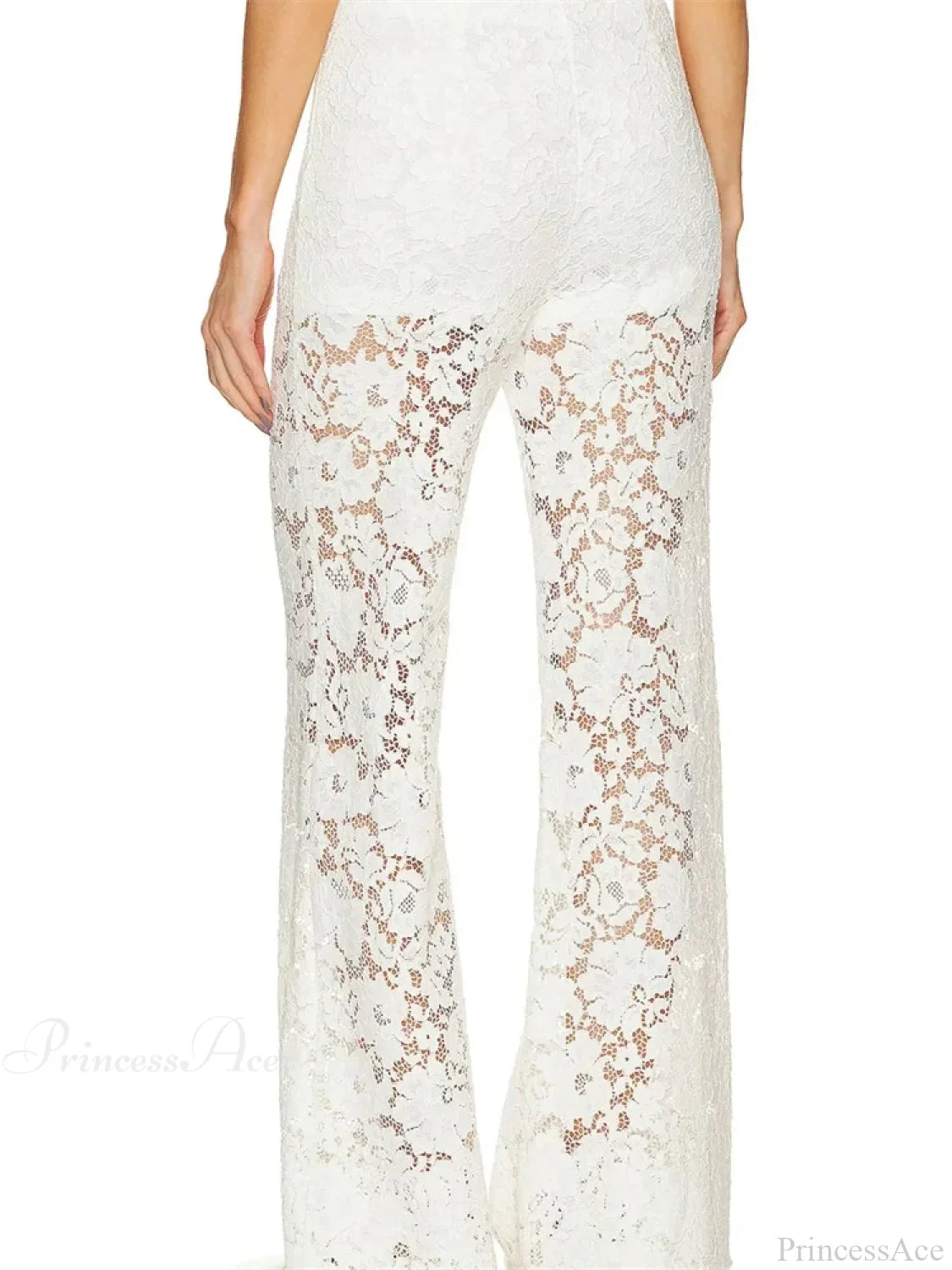 Lace Loose Wide Leg See-through Mesh Pant