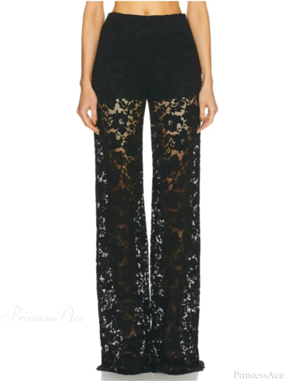 Lace Loose Wide Leg See-through Mesh Pant