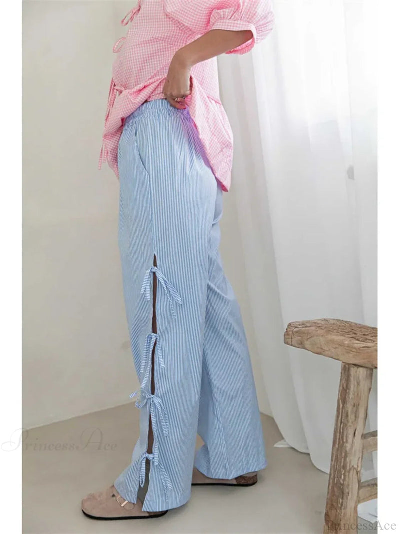 Lace See-through Elastic Waist Wide Leg Pant