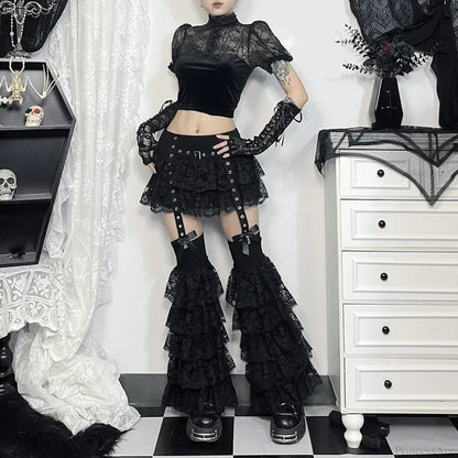 Lace Layered Eyelet Mini Skirt