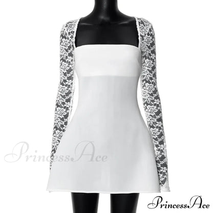Lace Long Stylish Sleeve Mini Dress