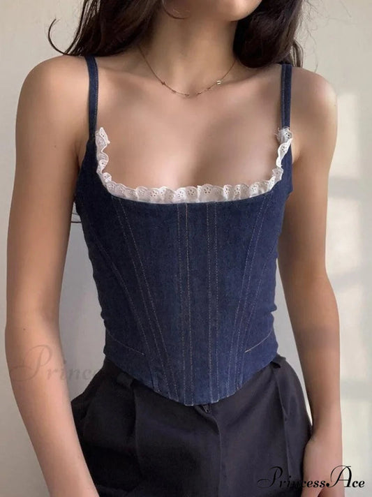 Lace Paneled Dalmatian Print Strap Mini Dress