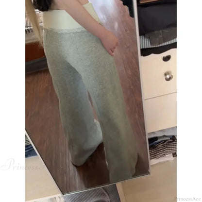 Lace Patchwork Basic Flare Pants